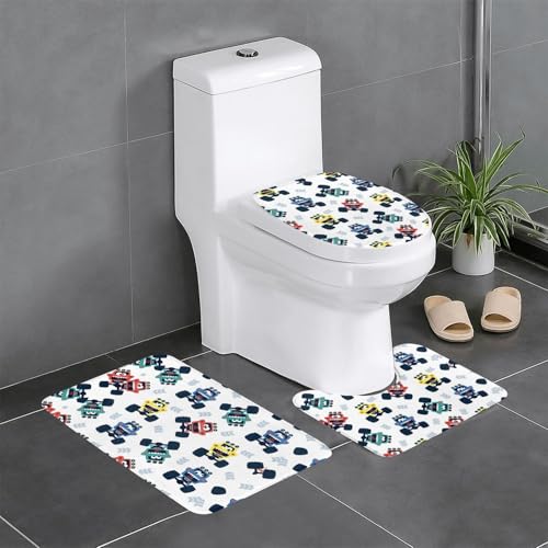 Niedliche Monster Trucks Badezimmerteppich-Sets 3-teilig, rutschfeste Flanell-Badematten für Badezimmer, waschbarer Badteppich, saugfähige Badezimmermatten mit WC-Vorleger Niedliche Monster Trucks Badezimmerteppich-Sets 3-teilig, rutschfeste Flanell-Badematten für Badezimmer, waschbarer Badteppich, saugfähige Badezimmermatten mit WC-Vorleger von YzgWjBhd