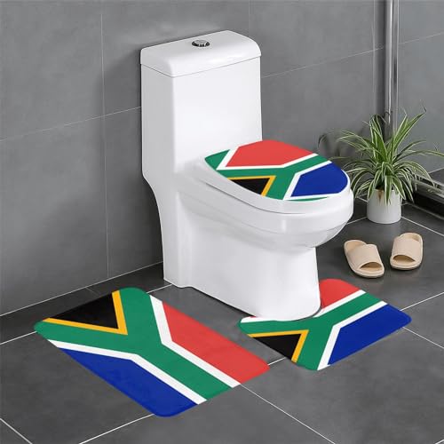 Südafrika Flagge Badezimmerteppich-Sets 3-teilig, rutschfeste Flanell-Badematten für Badezimmer, waschbarer Badteppich, saugfähige Badezimmermatten mit WC-Vorleger Südafrika Flagge Badezimmerteppich-Sets 3-teilig, rutschfeste Flanell-Badematten für Badezimmer, waschbarer Badteppich, saugfähige Badezimmermatten mit WC-Vorleger von YzgWjBhd