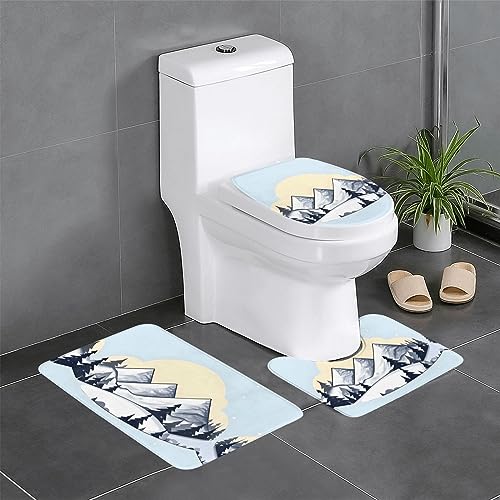 Weiße Schneegebirge Badezimmerteppich-Sets 3-teilig, rutschfeste Flanell-Badematten für Badezimmer, waschbarer Badteppich, saugfähige Badezimmermatten mit WC-Vorleger Weiße Schneegebirge Badezimmerteppich-Sets 3-teilig, rutschfeste Flanell-Badematten für Badezimmer, waschbarer Badteppich, saugfähige Badezimmermatten mit WC-Vorleger von YzgWjBhd
