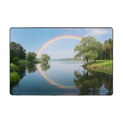 YzgWjBhd Fußmatte mit Regenbogen-Druck, rutschfest, für drinnen und draußen, lustige Plüsch-Memory-Schaum-Bodenmatte, 183 x 122 cm YzgWjBhd Fußmatte mit Regenbogen-Druck, rutschfest, für drinnen und draußen, lustige Plüsch-Memory-Schaum-Bodenmatte, 183 x 122 cm von YzgWjBhd