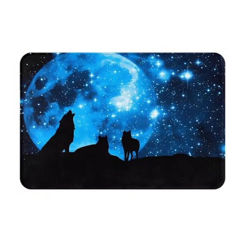 YzgWjBhd Fußmatte mit Wolfsaufdruck, für den Außenbereich, 40,6 x 61 cm, niedliche Flanell-Haustürmatte mit rutschfester Unterseite für Eingang, Hinterhof, Eingang von YzgWjBhd