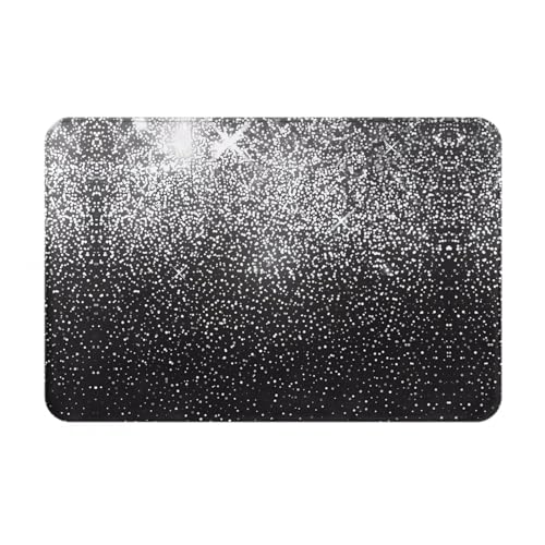 YzgWjBhd Fußmatte mit glänzendem silberfarbenem Glitzer-Druck, 40,6 x 61 cm (B x L), niedliche Flanell-Haustürmatte mit rutschfester Unterseite für Eingang, Hinterhof, Eingang von YzgWjBhd
