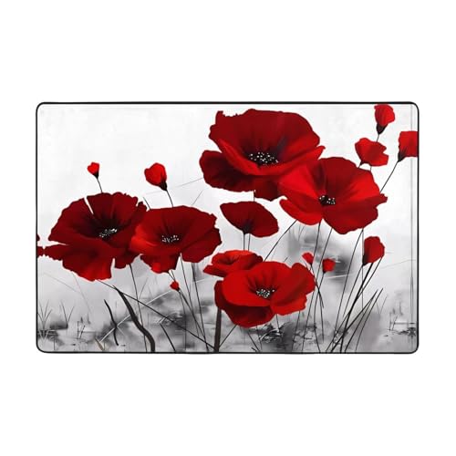 YzgWjBhd Fußmatte mit rotem Mohnblumendruck, rutschfest, für drinnen und draußen, lustiger Plüsch-Memory-Schaum, Bodenmatte, 183 x 122 cm YzgWjBhd Fußmatte mit rotem Mohnblumendruck, rutschfest, für drinnen und draußen, lustiger Plüsch-Memory-Schaum, Bodenmatte, 183 x 122 cm von YzgWjBhd
