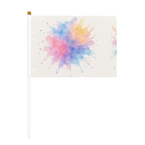 YzgWjBhd Kleine Flaggen auf Stab, Aquarell-Spritzer bedruckte Handflagge, lustige Mini-Flagge für Urlaubsdekoration YzgWjBhd Kleine Flaggen auf Stab, Aquarell-Spritzer bedruckte Handflagge, lustige Mini-Flagge für Urlaubsdekoration von YzgWjBhd