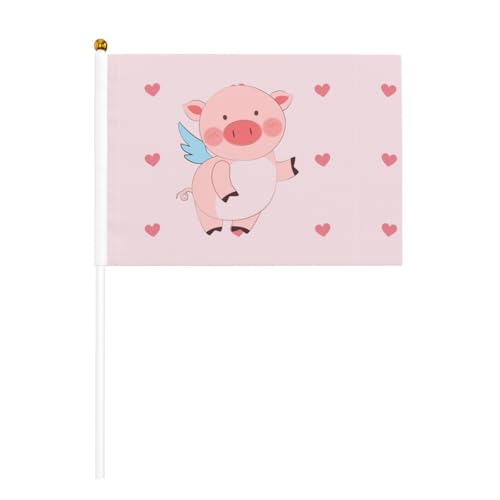 YzgWjBhd Kleine Flaggen auf Stab, Cartoon-Fliegendes Schwein, bedruckte Handflagge, lustige Mini-Flagge für Urlaubsdekoration YzgWjBhd Kleine Flaggen auf Stab, Cartoon-Fliegendes Schwein, bedruckte Handflagge, lustige Mini-Flagge für Urlaubsdekoration von YzgWjBhd