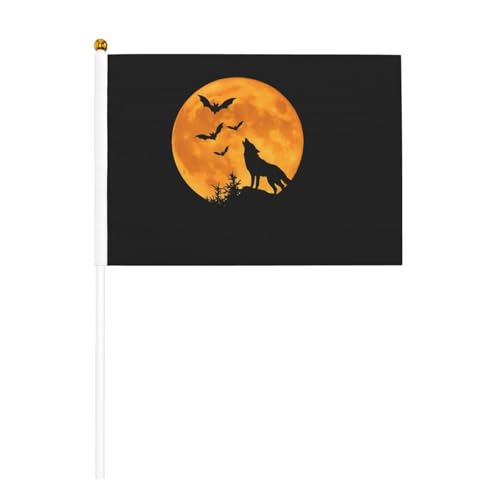 YzgWjBhd Kleine Flaggen auf Stab, Wolf und Mond bedruckte Handflagge, lustige Mini-Flagge für Urlaubsdekoration YzgWjBhd Kleine Flaggen auf Stab, Wolf und Mond bedruckte Handflagge, lustige Mini-Flagge für Urlaubsdekoration von YzgWjBhd