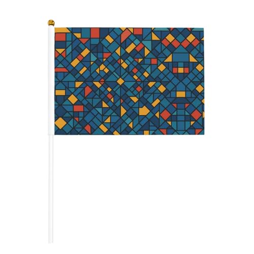 YzgWjBhd Kleine Flaggen auf Stab, geometrisches Mosaik gedruckte Handflagge, lustige Mini-Flagge für Urlaubsdekoration YzgWjBhd Kleine Flaggen auf Stab, geometrisches Mosaik gedruckte Handflagge, lustige Mini-Flagge für Urlaubsdekoration von YzgWjBhd