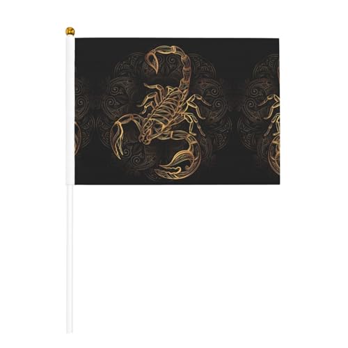 YzgWjBhd Kleine Flaggen auf Stab, goldene Skorpion-bedruckte Handflagge, lustige Mini-Flagge für Urlaubsdekoration YzgWjBhd Kleine Flaggen auf Stab, goldene Skorpion-bedruckte Handflagge, lustige Mini-Flagge für Urlaubsdekoration von YzgWjBhd
