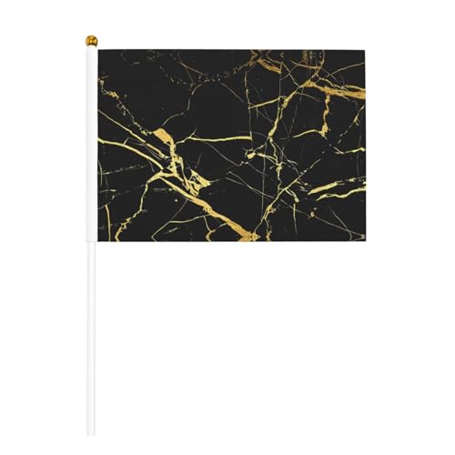 YzgWjBhd Kleine Flaggen auf Stab, schwarz-goldener Marmor-Druck, Handflagge, lustige Mini-Flagge für Urlaubsdekoration YzgWjBhd Kleine Flaggen auf Stab, schwarz-goldener Marmor-Druck, Handflagge, lustige Mini-Flagge für Urlaubsdekoration von YzgWjBhd