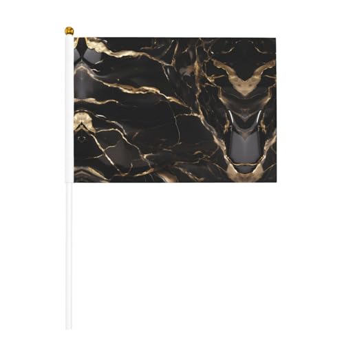 YzgWjBhd Kleine Flaggen auf Stab, schwarz-goldener Marmor-Druck, Handflagge, lustige Mini-Flagge für Urlaubsdekoration YzgWjBhd Kleine Flaggen auf Stab, schwarz-goldener Marmor-Druck, Handflagge, lustige Mini-Flagge für Urlaubsdekoration von YzgWjBhd