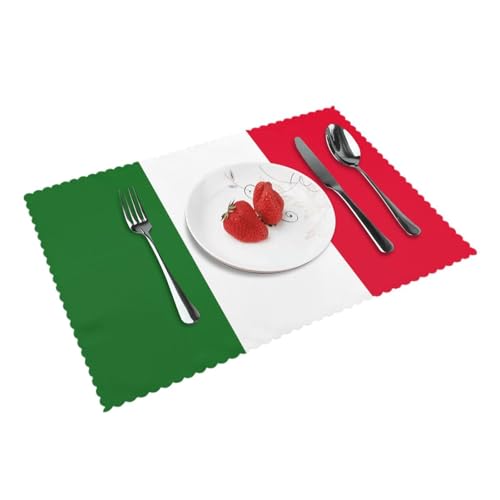 YzgWjBhd Platzsets 4er Set Flagge von Italien Druck Rechteckige Tischsets für Esstisch Hitzebeständig 45 x 30 cm von YzgWjBhd