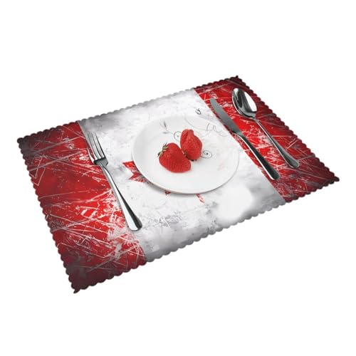 YzgWjBhd Platzsets 4er Set Retro Kanada Flagge Druck Rechteckige Tischsets für Esstisch Hitzebeständig 45 x 30 cm von YzgWjBhd