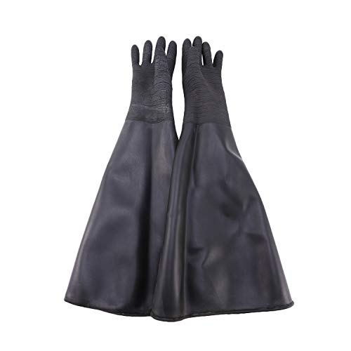 Yzibei Gummi Schwarz Sand Strahl Handschuhe Streifen Sand Strahl Handschuhe für Strahl Kabine 65X 30Cm von Yzibei