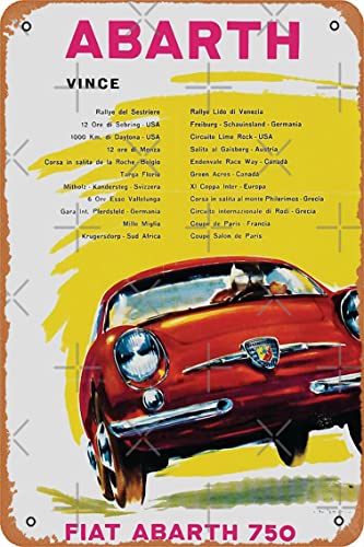 Fiat Abarth 750 Poster Blechschild Vintage 20,3 x 30,5 cm von Yzixulet