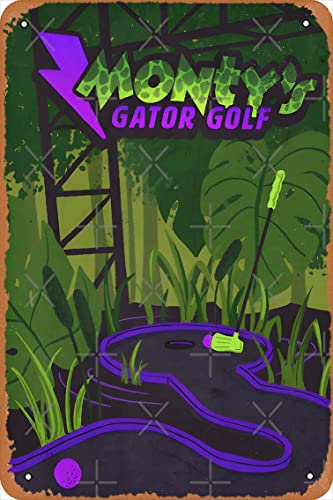 Fnaf Montys Gator Golf-Poster, Vintage-Retro-Metallschild, 20,3 x 30,5 cm, Männerhöhle, Wanddekoration von Yzixulet