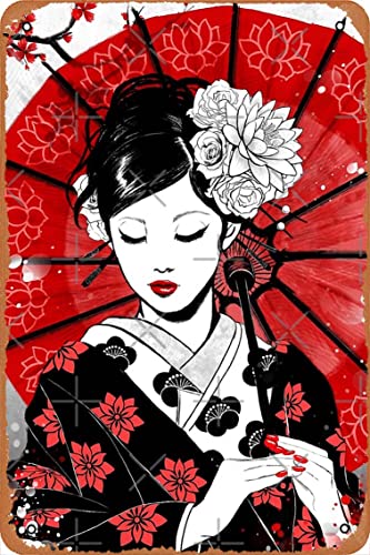 Geisha Japan Collection Poster Metallschild Retro Home Deko Vintage Blechschild 30,5 x 20,3 cm von Yzixulet