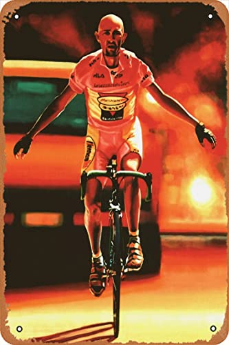 Marco Pantani Gemälde Poster Metall Blechschild Vintage 8x12 Zoll von Yzixulet