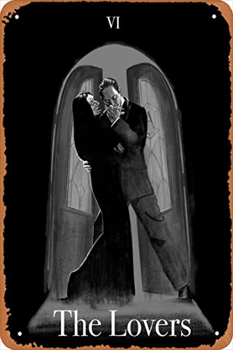 Nerdy Tarot | VI: The Lovers | Morticia & Gomez Addams Kunstdruck Metall Blechschild Vintage 20,3 x 30,5 cm von Yzixulet