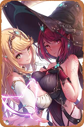 Pyra and Mythra | Xenoblade 2 Metalldruck Vintage Retro Metallschild 20,3 x 30,5 cm Männerhöhle Heimdekoration von Yzixulet