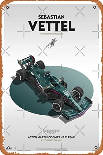 Sebastian Vettel F1 2021 Aston Martin Car Design Fotodruck Blechschild Vintage 20,3 x 30,5 cm von Yzixulet