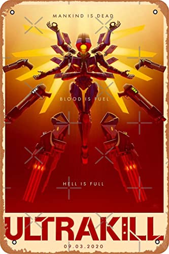 Yzixulet ULTRAKILL Poster Vintage Retro Metallschild 20,3 x 30,5 cm Männerhöhle Heimdekoration von Yzixulet