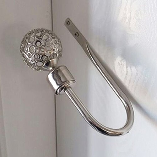 Yzki 2 Stück Vorhang Raffhalter U-Form Hohl Ball Design Retro Fenster Vorhang Haken Clips Wand Vorhang Raffhalter Halter Kleiderhaken, silber, Free Size von Yzki