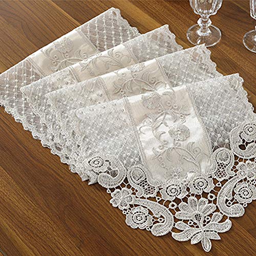 Spitzen-Tischläufer Exquisite Spitze Stoff mit Vintage Bestickt Handarbeit Tischdecke Perfekt für Hochzeit Kaffee Party Decor 30*70cm Champagne Gray von Generic