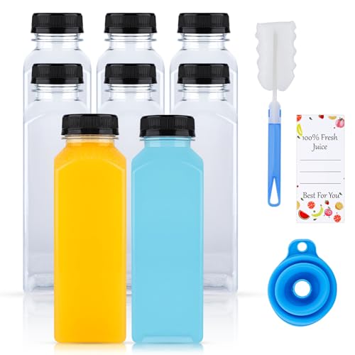 8 Stk 400ml Shot Flaschen zum Befüllen, Leere Plastikflaschen zum Befüllen, Wiederverwendbare Kunststoff Smoothie Saftflaschen zum Befüllen Transparent für Kühlschrank Juicer Shots Wasser Milch von Yzpklhw