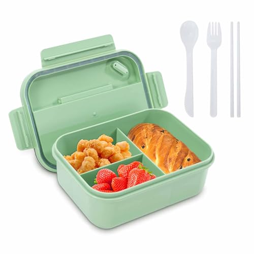 Brotdose mit Fächern, 1250ml Kinder Brotdose Kinder mit Fächern, Bento Box Lunchbox Kinder Erwachsene, Auslaufsicher Brotbüchse mit Besteck, Vesperbox Vesperdose Jausenbox Brotbox für Mädchen Junge Brotdose mit Fächern, 1250ml Kinder Brotdose Kinder mit Fächern, Bento Box Lunchbox Kinder Erwachsene, Auslaufsicher Brotbüchse mit Besteck, Vesperbox Vesperdose Jausenbox Brotbox für Mädchen Junge von Yzpklhw