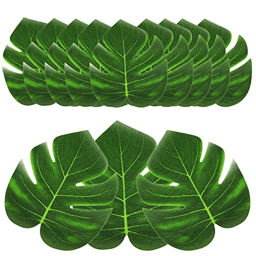 Yzwuyou 12 Stück Palmenblätter Deko Künstliche Blätter Monstera Deko, für Hawaii Luau Jungle Beach Halloween Weihnachten Theme Party (20 x 16,5cm) von Yzwuyou