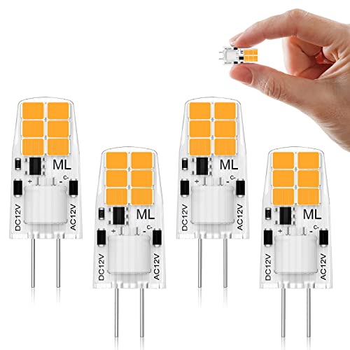 YzzYzz G4 Led Glühbirne, Warmweiss 2700K Lampe 1.2W Entspricht 10W Halogenlampen, Stiftsockellampe, 180LM AC/DC 12V, Nicht Dimmbar Kein Flimmern, 4er Pack von YzzYzz