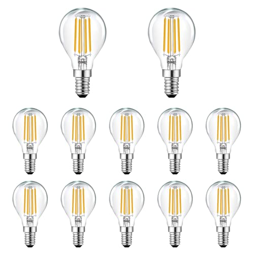 YzzYzz E14 LED Warmweiss, 4W E14 Led Glühbirne (ersetzt 50 Watt), G45 Led Birne E14 Warmsweiß 2700k, 589lm leuchtmittel E14, klar Glass Filament Fadenlampe, 12er Pack von YzzYzz