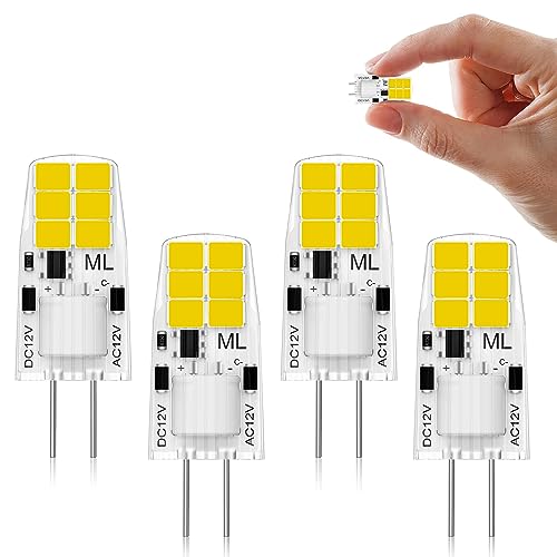 YzzYzz G4 LED Lampen, 1.2W G4 LED Birnen Kaltweiß 5000K Ersatz 10W Halogenlampen, 180LM G4 LED Leuchmittel, 360° Abstrahlwinkel, Nicht Dimmbar Kein Flimmern, 12V AC/DC, 4er Pack von YzzYzz