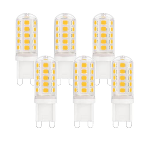 YzzYzz G9 LED Lampe warmweiß 2700K, LED Leuchtmittel 410Lumen, G9 Glühbirne 3W entspricht 40W Halogenlampe, kein Flackern, nicht dimmbar, Enegiesparende kleine Birne, 6er Pack von YzzYzz