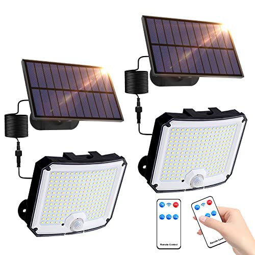 YzzYzz Solarlampen für Außen,208 Led Solar mit Bewegungsmelder,3 Modi Solarlampen mit Schalter, IP65 Solar Strahler Aussen mit Bewegungsmelder,Solarleuchte für Garten Patio mit 5m Kabel (2 Stück) von YzzYzz