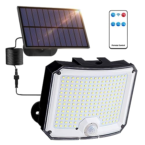 YzzYzz Solarlampen für Außen mit Bewegungsmelder, 208 LED Solar Wandleuchte für Außen, 3 Modi Solar LED Lampen Strahler, IP65 Wasserdichte Solarleuchte Aussen für Garten mit 5m Kabel von YzzYzz