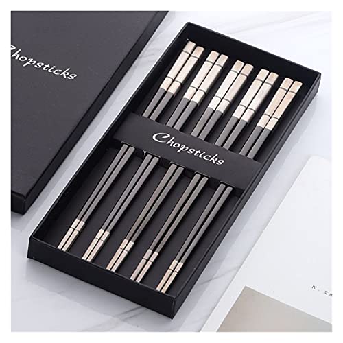 5 Paare koreanische Edelstahlstäbchen mit Geschenkbox Lebensmittelstifte Tragbare Wiederverwendbare Essstäbchen (Color : 10) von Z-LIANG
