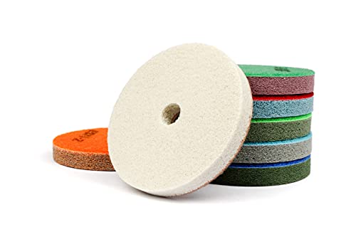 Z-LION Diamantschwamm, Polierpad, Nassgebrauch, Polierpad für Schleifschleifer, Schleifscheibe und Schleifscheibe für Granit-Marmorreinigung, 7 Stück, 12,7 cm von Z-LION