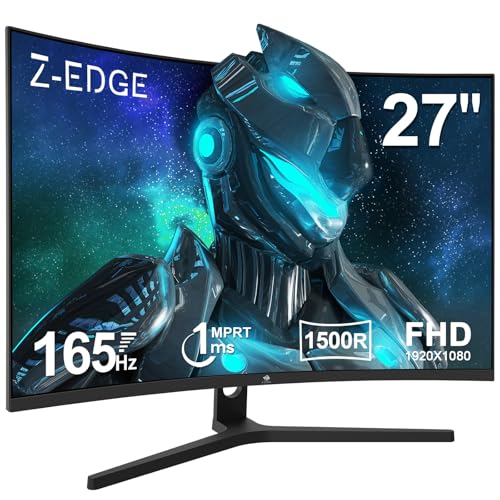 Z-Edge 27 Zoll 165Hz Curved Gaming Monitor 1ms MPRT Full HD 1080P VA Panel 1500R 16:9 Curved LED Bildschirm, FreeSync HDR10, DisplayPort1.4 & HDMI2.0, Unterstützt VESA 100x100mm Z-Edge 27 Zoll 165Hz Curved Gaming Monitor 1ms MPRT Full HD 1080P VA Panel 1500R 16:9 Curved LED Bildschirm, FreeSync HDR10, DisplayPort1.4 & HDMI2.0, Unterstützt VESA 100x100mm von Z Z-Edge