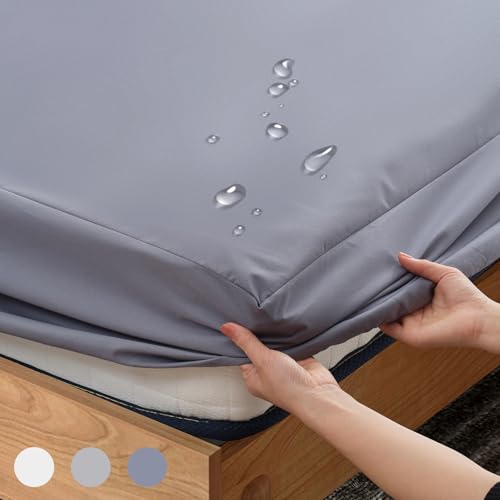 Z-HOM Spannbettlaken Wasserdicht, Mikrofaser, wasserdichte bettlaken mit Wasserdichter Kunststoffschicht, Matratzenhöhe bis 30 cm, Öko-Tex Zertifiziert (Dunkelgrau, 180x200x30 cm) von Z-hom