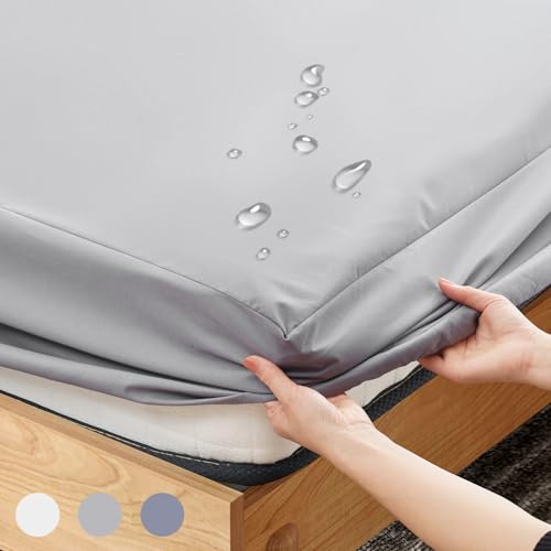Z-HOM Spannbettlaken Wasserdicht, Mikrofaser, wasserdichte bettlaken mit Wasserdichter Kunststoffschicht, Matratzenhöhe bis 30 cm, Öko-Tex Zertifiziert (Hellgrau, 180x200x30 cm) von Z-hom