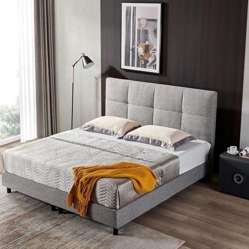 Z-hom Boxspringbett 213, Gepolstert Doppelbett mit Matratze 30 cm hoch - Taschenfederkern, Polsterbett, Kopfteil gesteppt und gepolstert, Continentalbett (Hellgrau, 160 x 200 cm) von Z-hom