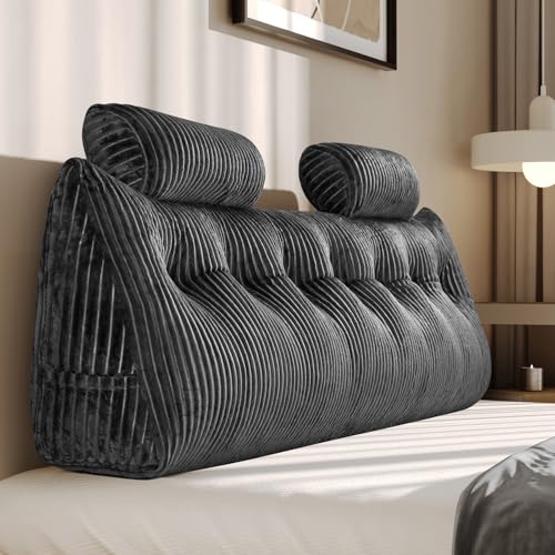 Z-hom Großes Keil-Rückenkissen, Kopfteil, dreieckige Auflage, Lesekissen, Lendenwirbelstützkissen, Taille, Rückenlehne, weiches Sofa, Tagesbett, Positionierungsrolle (Grau, 200 cm) von Z-hom