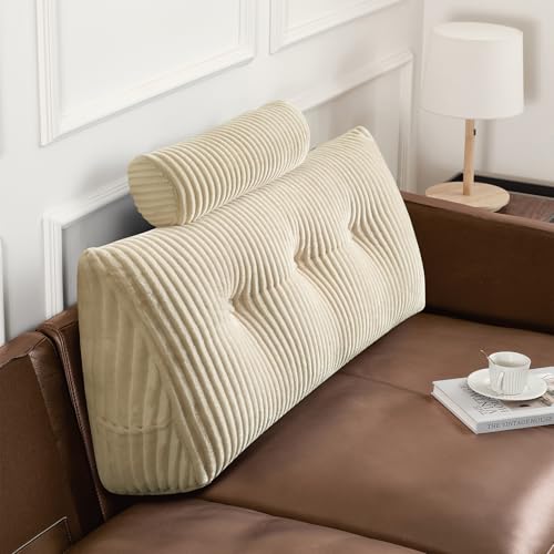 Z-hom Großes Keil-Rückenkissen, Kopfteil, dreieckige Auflage, Lesekissen, Lendenwirbelstützkissen, Taillen-Rückenlehne, weiches Sofa, Tagesbett, Positionierungsrolle (Creme, 100 cm) von Z-hom