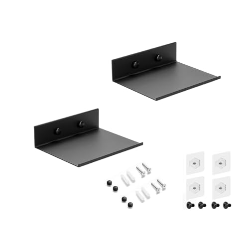 Kleine schwebende Regale, Mini-Metallregal für Sammel-Actionfiguren, Decor Disply, Wandregal, Aluminium, Wandmontage, Mattschwarz, 15,2 cm, 2 Stück, Z Metall von Z metnal
