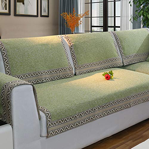 Z-one Sofa Abdeckung Retro Dekoration Sofa Überwurf Baumwolle Anti-rutsch Schmutzabweisend Kissen beschützer Für L förmige- Couch Schnitt-Grün 110x240cm(43x94inch) von Z-one