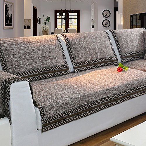 Z-one Sofa Abdeckung Retro Dekoration Sofa Überwurf Baumwolle Anti-rutsch Schmutzabweisend Kissen beschützer Für L förmige- Couch Schnitt-Kaffee 110x240cm(43x94inch) von Z-one