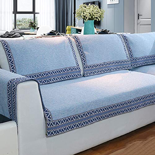 Z-one Sofa Abdeckung Retro Dekoration Sofa Überwurf Baumwolle Anti-rutsch Schmutzabweisend Kissen beschützer Für L förmige- Couch Schnitt-blau 110x240cm(43x94inch) von Z-one