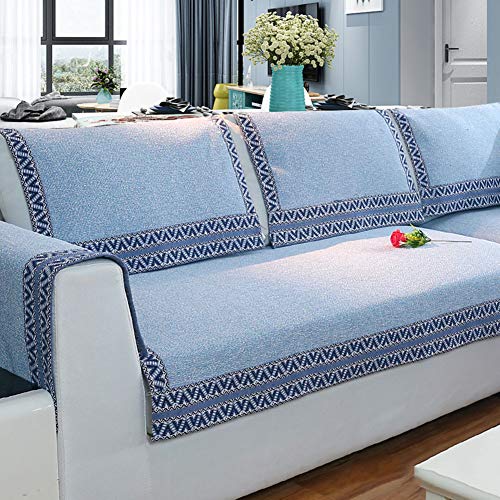 Z-one Sofa Abdeckung Retro Dekoration Sofa Überwurf Baumwolle Anti-rutsch Schmutzabweisend Kissen beschützer Für L förmige- Couch Schnitt-blau 70x150cm(28x59inch) von Z-one