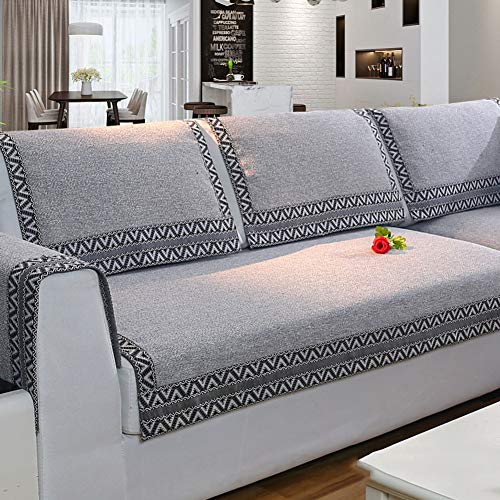 Z-one Sofa Abdeckung Retro Dekoration Sofa Überwurf Baumwolle Anti-rutsch Schmutzabweisend Kissen beschützer Für L förmige- Couch Schnitt-grau 110x110cm(43x43inch) von Z-one